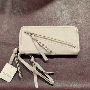 Free People Cream Wallet with Studded Zipper